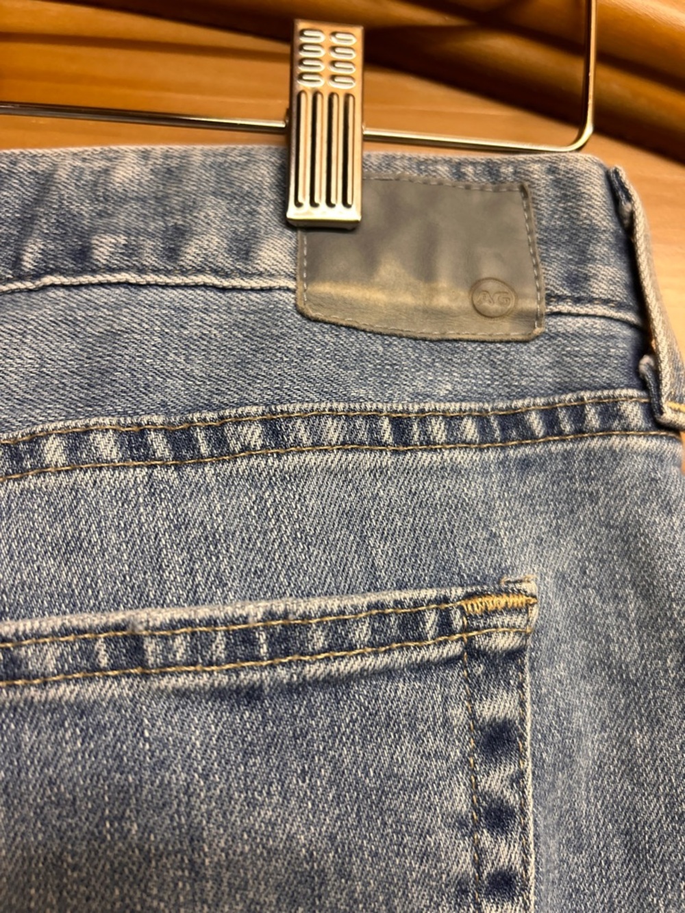 Ag Adriano Goldschmied Light Blue Distressed “The Nolan Ankle” Straight Jeans - Picture 5 of 7